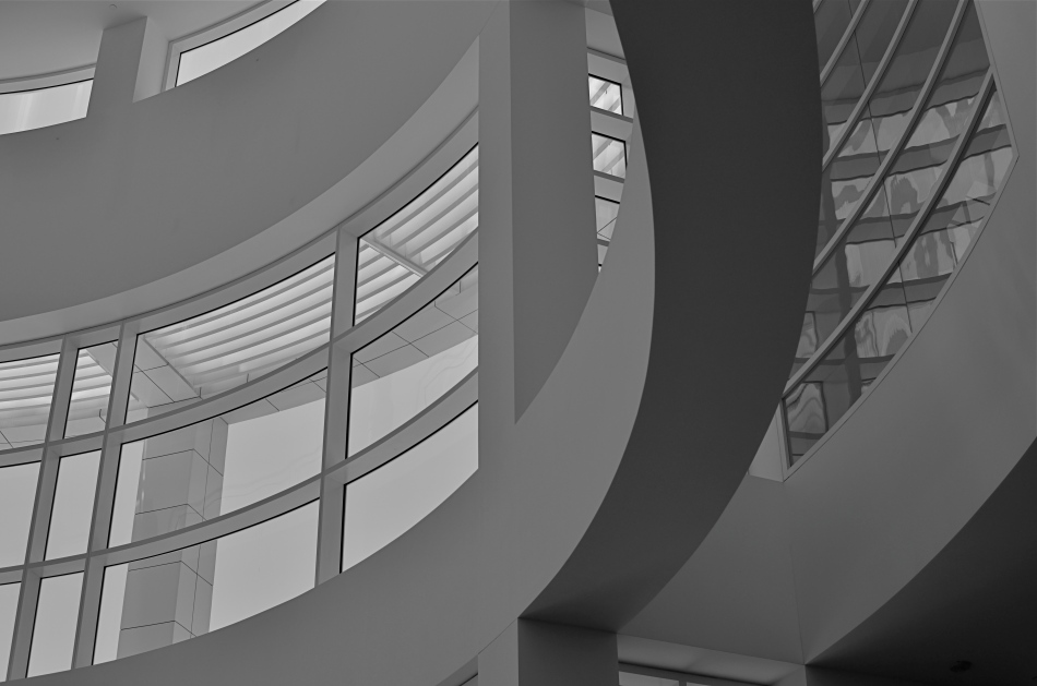 No color? No problem. Interior view of the Getty's visitor center. 1/640 sec., f/5.6. ISO 100, 35mm. 